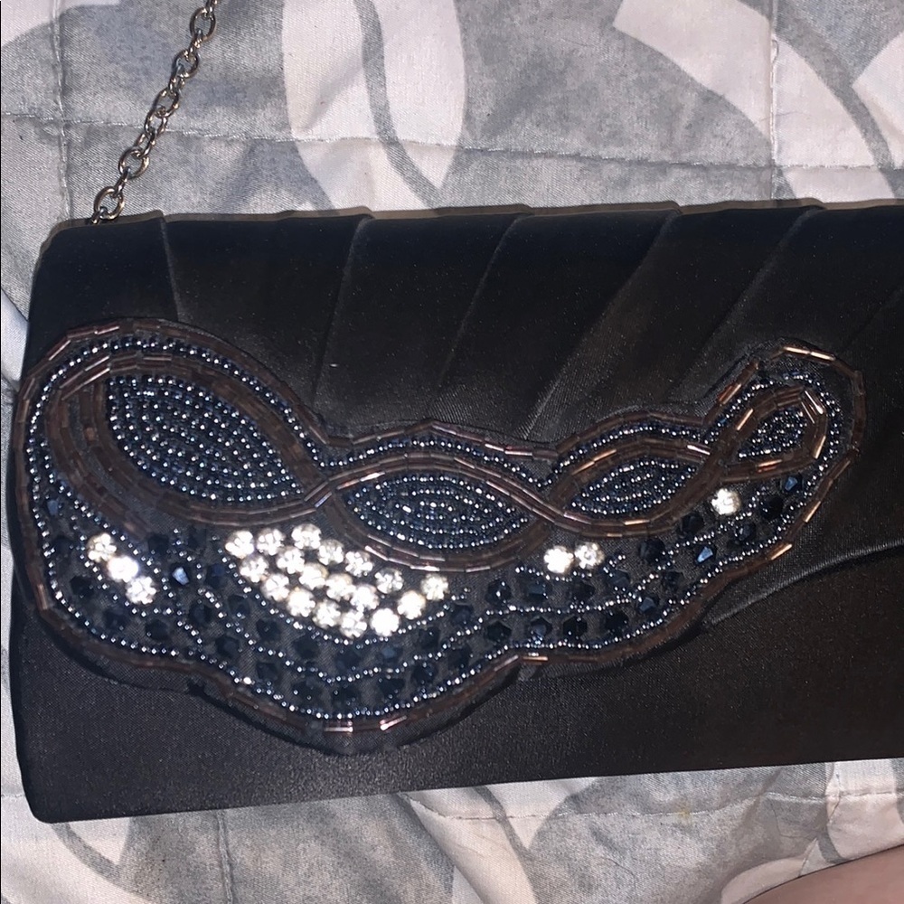 Chic Black Beaded Clutch - Picture 9 of 9